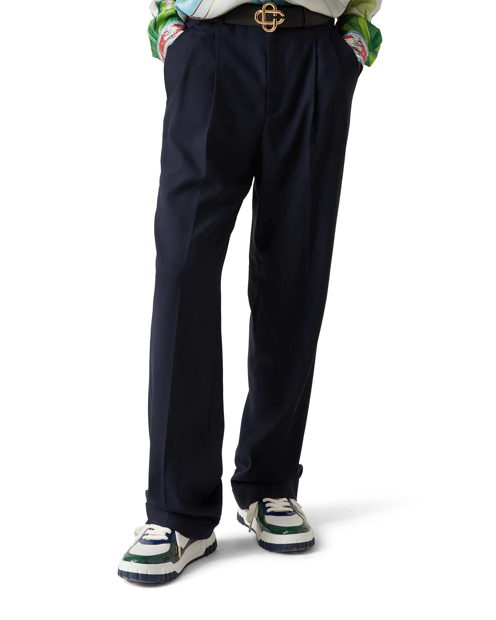 Wool Tailored Pleated Trousers