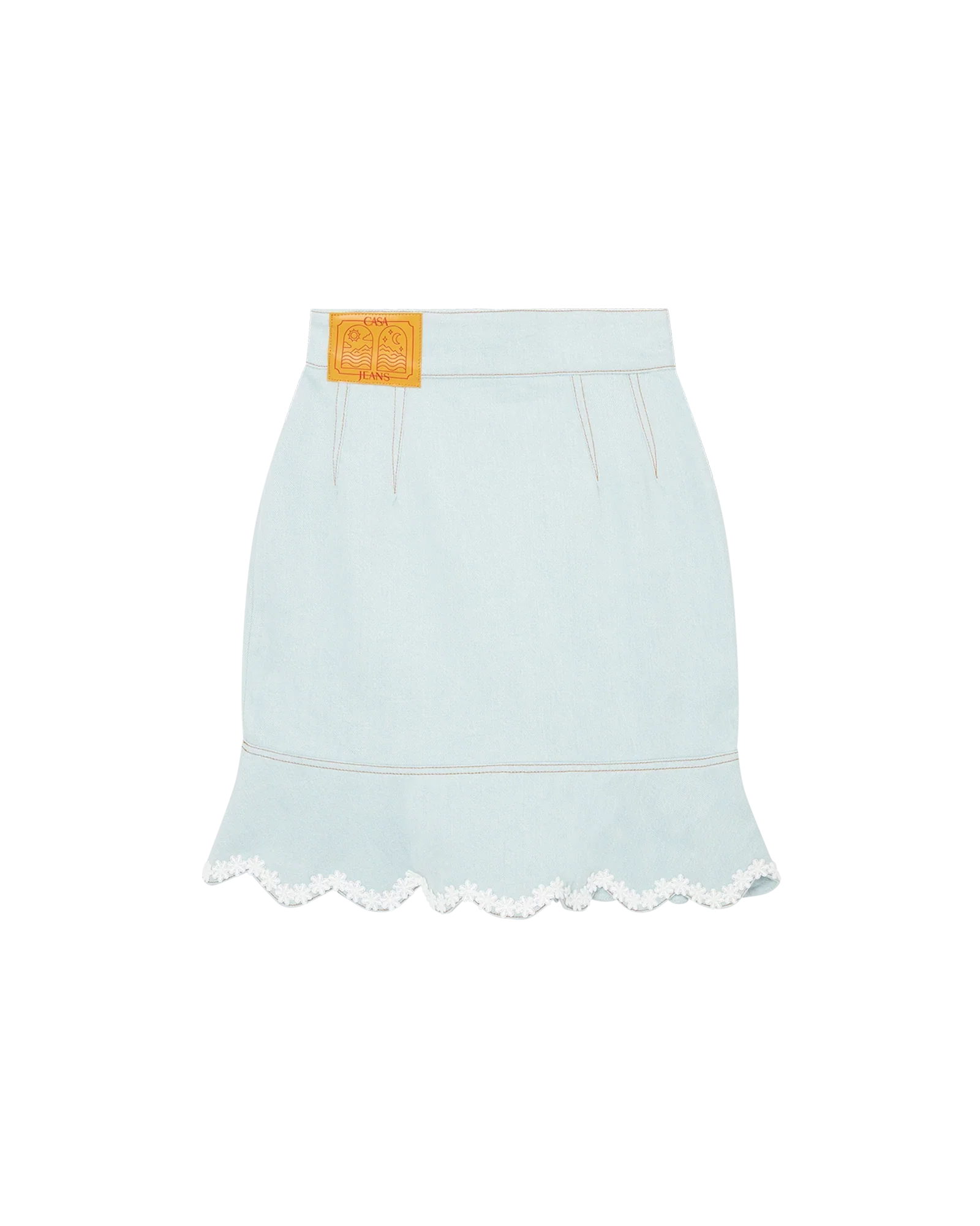 Scalloped Hem Denim Mini Skirt